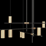 Люстра с 9-ю цилиндрическими плафонами цвета латунь TRIBES CHANDELIER варинант исполнения - 3 | Loft Concept в Тюмени