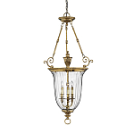 Подвесной светильник латунный с рифленым прозрачным плафоном и тремя свечеподобными лампами в классическом стиле Hinkley варинант исполнения - 1 | Loft Concept в Тюмени