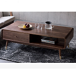 Кофейный стол из дерева с ящиком и нишей для хранения Coffee Walnut Table варинант исполнения - 3 | Loft Concept в Тюмени