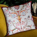 Декоративная подушка бежевая с растительным орнаментом Raffael Floral Beige Red Cushion варинант исполнения - 3 | Loft Concept в Тюмени