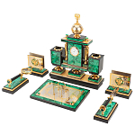 Настольный письменный набор из малахита и долерита с декором в виде герба России Leader Organizer варинант исполнения - 2 | Loft Concept в Тюмени