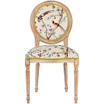 Стул из массива бука бежевый с изображением птиц и цветов Beige Green Chinoiserie Peach Garden Chair варинант исполнения - 1 | Loft Concept в Тюмени