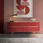 Дизайнерский комод овальный с розовой бархатной обивкой Edith варинант исполнения - 2 | Loft Concept в Тюмени