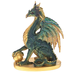 Декоративная статуэтка Дракон Dragon Holding Sphere Green Gold Statuette варинант исполнения - 1 | Loft Concept в Тюмени