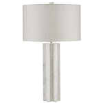 Настольная лампа мраморная с тканевым цилиндрическим абажуром Sharpened варинант исполнения - 4 | Loft Concept в Тюмени