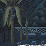 Обои ручная роспись Phuljhari Original colourway on Empire Blue dyed silk варинант исполнения - 3 | Loft Concept в Тюмени