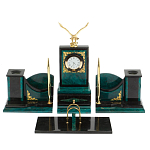 Настольный письменный набор из змеевика тёмно-зелёного цвета с декором в виде орла Successful Leader варинант исполнения - 1 | Loft Concept в Тюмени