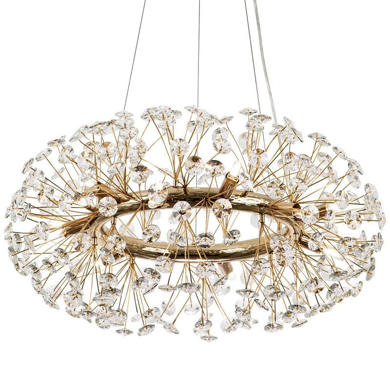 Круглая подвесная люстра Crystal Dandelions Chandelier Глянцевое золото Прозрачный Круглая подвесная люстра Crystal Dandelions Chandelier Глянцевое золото Прозрачный в Тюмени | Loft Concept