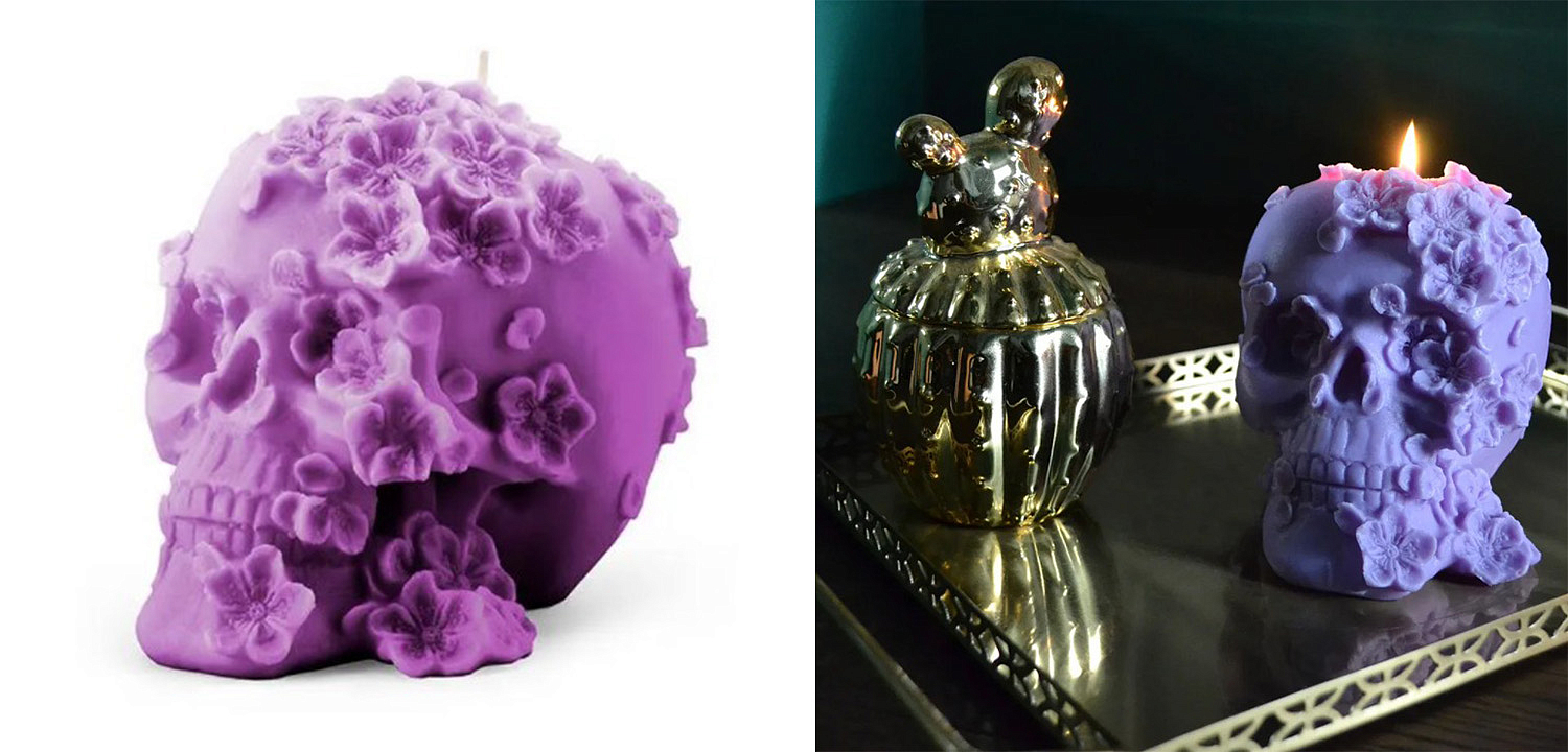 Свеча Purple Flowers Skull - Loft-Concept в Тюмени