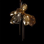 Люстра подвесная со стеклянными плафонами из дымчатого и золотистого с тремя вертикальными подвесками Gilded Mirage  варинант исполнения - 7 | Loft Concept в Тюмени