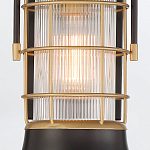 Настенный фонарь цилиндрической формы с рифленым стеклом в золотом каркасе на черном прямоугольном основании Eurofase варинант исполнения - 15 | Loft Concept в Тюмени