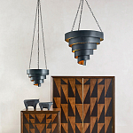 Подвесной светильник в форме спирали черный с золотой внутренней отделкой Warm Glow варинант исполнения - 3 | Loft Concept в Тюмени