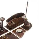 Настольный письменный набор с часами из природного камня обсидиана Competent Leader варинант исполнения - 5 | Loft Concept в Тюмени