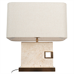 Настольная лампа с прямоугольным основанием из натурального камня c тканевым абажуром Lapis Tiburtinus варинант исполнения - 3 | Loft Concept в Тюмени