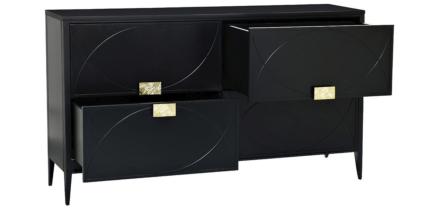 Комод с 4-мя ящиками Amelie Black Chest of Drawers Черный Комод с 4-мя ящиками Amelie Black Chest of Drawers Черный - Loft-Concept в Тюмени