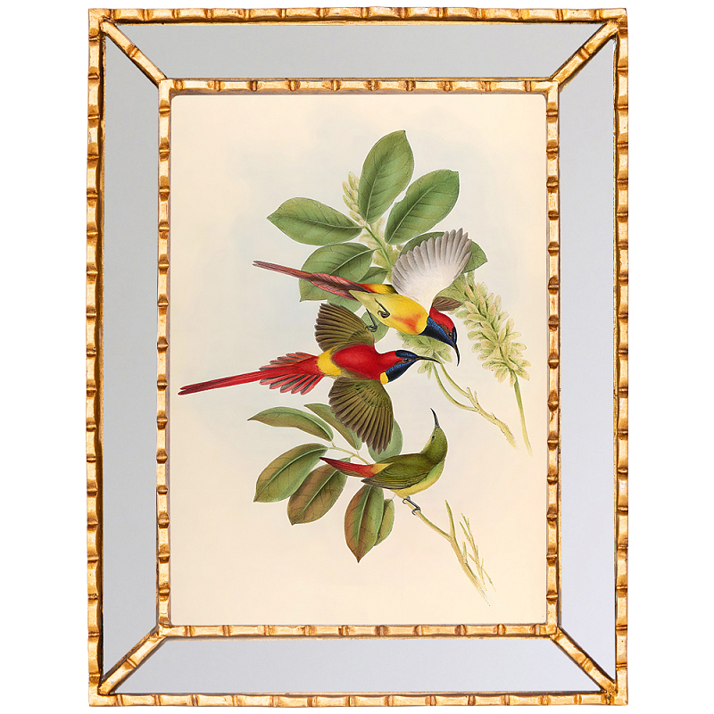 Постер с изображением птиц и цветов в зеркальной раме Blooming Birds Poster Золотой Мульти Бежевый Зеркало Постер с изображением птиц и цветов в зеркальной раме Blooming Birds Poster Золотой Мульти Бежевый Зеркало в Тюмени | Loft Concept