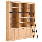 Книжный шкаф из массива сосны с металлической лестницей Burton Wood Cabinet варинант исполнения - 4 | Loft Concept в Тюмени
