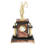 Часы настольные бронзовые из натурального камня Яшма с декором в виде Фемиды Themis Stone Clock варинант исполнения - 1 | Loft Concept в Тюмени