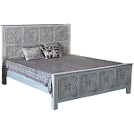Двуспальная кровать из массива манго с резьбой Floro Grey Mango Bed варинант исполнения - 1 | Loft Concept в Тюмени