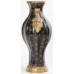 Ваза черного цвета из фарфора с золотистым узором и бронзовыми ручками Высота 39.5 см Eden Garden porcelain and bronze варинант исполнения - 2 | Loft Concept в Тюмени