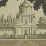 Обои ручная роспись Monuments of Paris Terre Foncée on scenic paper варинант исполнения - 2 | Loft Concept в Тюмени