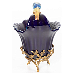 Чаша темно-синего цвета из фарфора с разноцветной птичкой Eden Garden porcelain and bronze варинант исполнения - 11 | Loft Concept в Тюмени