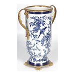 Ваза с бронзовыми ручками и синим цветочным узором Blue & White Ornament варинант исполнения - 2 | Loft Concept в Тюмени