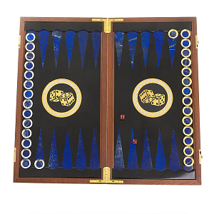 Нарды настольные из натурального камня лазурит и долерит Backgammon from Stone
