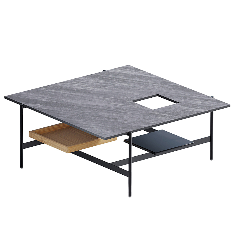 Karat журнальный столик цвета серый камень с съемным подносом Серый Черный в Тюмени | Loft Concept 