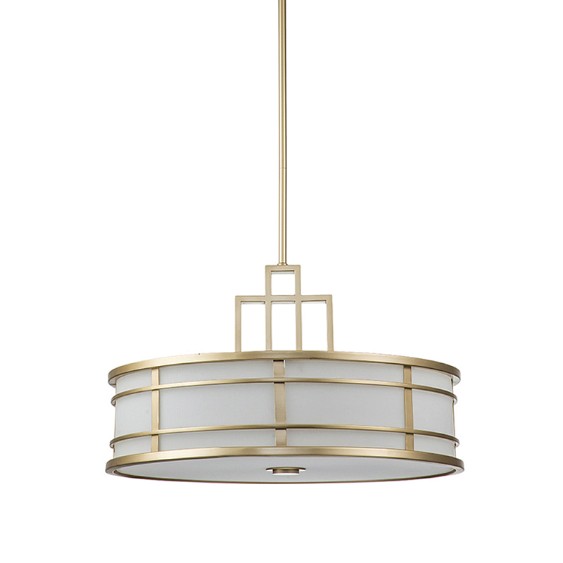 Подвесной светильник цвета латунь с белым матовым плафоном с геометрическим рисунком Feiss Латунь Белый в Тюмени | Loft Concept 