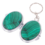 Зеркало брелок карманное двухстороннее из натурального камня Малахит Stone Mirrors варинант исполнения - 2 | Loft Concept в Тюмени