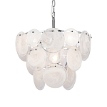 Люстра из белых стеклянных дисков на серебрянном каркасе White Glowing Reflectors варинант исполнения - 1 | Loft Concept в Тюмени