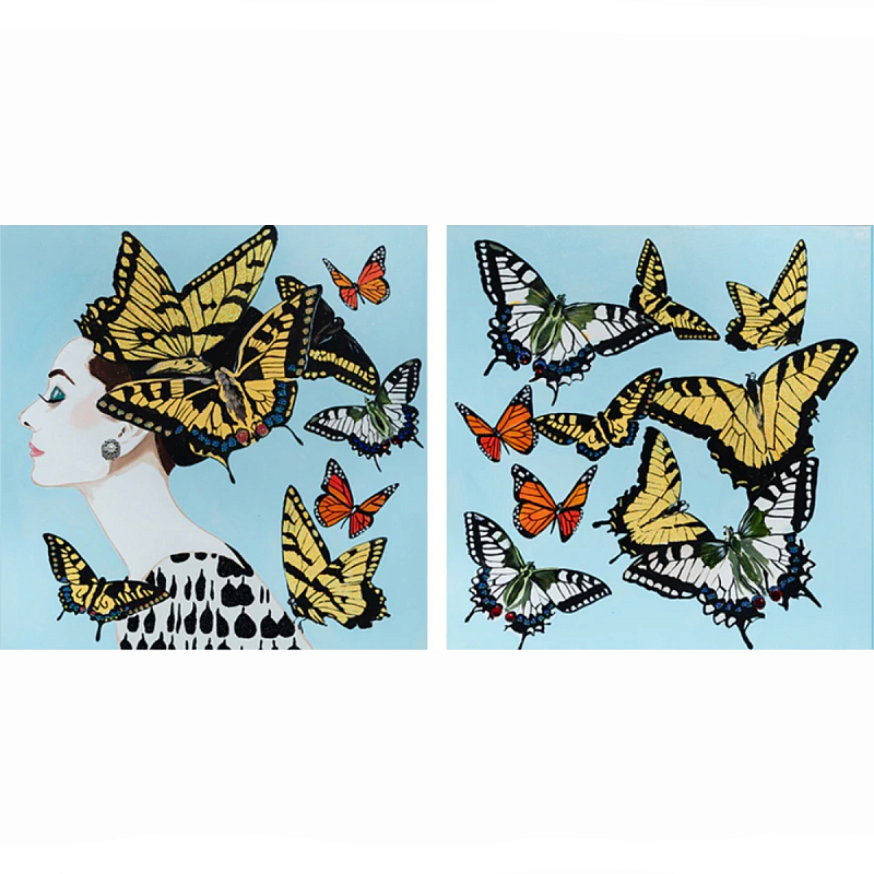 Картина Audrey Diptych With Butterfly Swarm on Beau Blue Мульти Картина Audrey Diptych With Butterfly Swarm on Beau Blue Мульти в Тюмени | Loft Concept