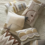 Чехол на подушку с вышивкой в виде геометрических узоров Beige Calista Rect варинант исполнения - 7 | Loft Concept в Тюмени