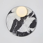 Бра круглое с каменным черно-белым основанием и плафоном из стекла Shaw Marble Lighting варинант исполнения - 1 | Loft Concept в Тюмени