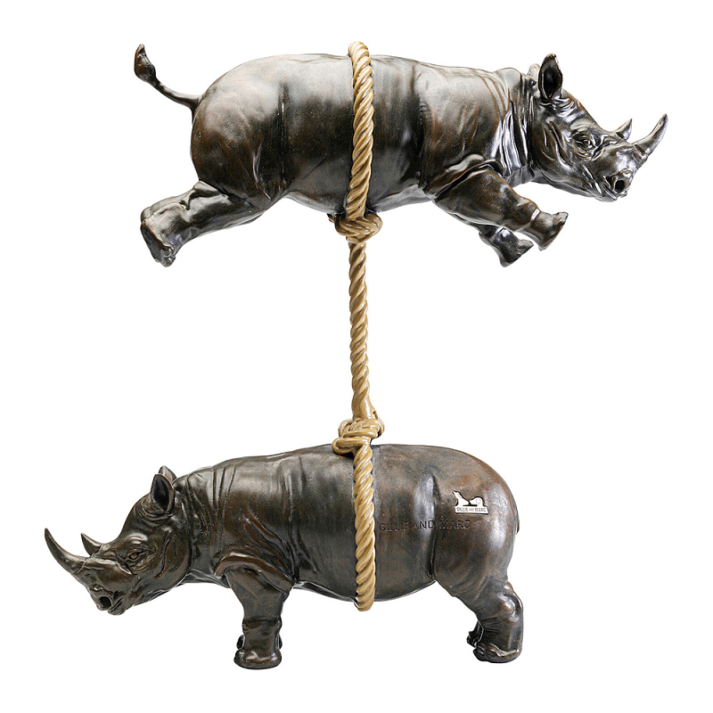Декоративная статуя из стали Duo Rhinos Коричневый Песочный в Тюмени | Loft Concept 