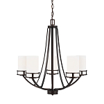 Люстра в цвете темная бронза с 5-ю белыми цилиндрическими плафонами Generation Lighting варинант исполнения - 1 | Loft Concept в Тюмени