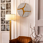 Зеркало кругле с декоративной золотой вставкой Golden Tree варинант исполнения - 3 | Loft Concept в Тюмени