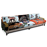 Большой Трехместный Диван с цветным принтом Qalakabusha Large Sofa варинант исполнения - 3 | Loft Concept в Тюмени