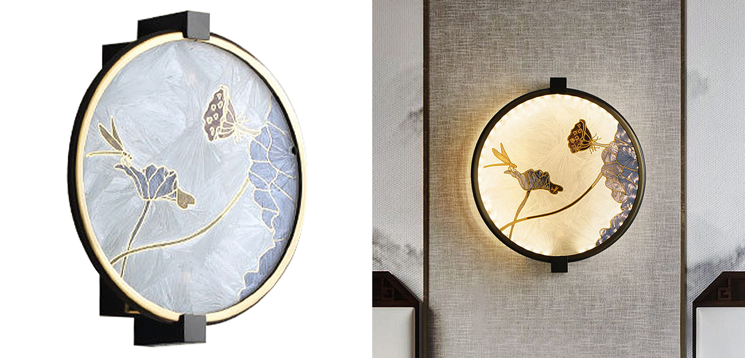Настенный светильник Lotus Flowers and Dragonfly Round Wall Lamp Настенный светильник Lotus Flowers and Dragonfly Round Wall Lamp - Loft-Concept в Тюмени