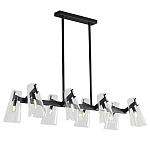 Люстра светодиодная с 8-ю прозрачными плафонами из акрила и стали Glass Cylinder Black варинант исполнения - 1 | Loft Concept в Тюмени