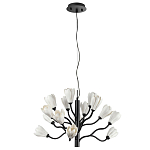 Люстра подвесная черного цвета с ветвями и белыми фарфоровыми цветами Floralis варинант исполнения - 2 | Loft Concept в Тюмени