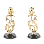 Подсвечники бронзовые на подставке из натурального камня нефрит Stone Candlestick варинант исполнения - 3 | Loft Concept в Тюмени
