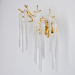 Бра золотого цвета с разветвленными ветвями и длинными прозрачными подвесками в форме стеклянных сосулек Droplet Chandelier варинант исполнения - 3 | Loft Concept в Тюмени