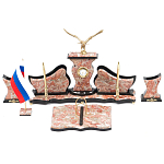 Настольный письменный набор из креноида с часами и декором в виде орла Marble Accessory варинант исполнения - 1 | Loft Concept в Тюмени
