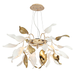 Люстра подвесная с белыми матовыми и золотыми глянцевыми листьями Wintery flovers варинант исполнения - 2 | Loft Concept в Тюмени