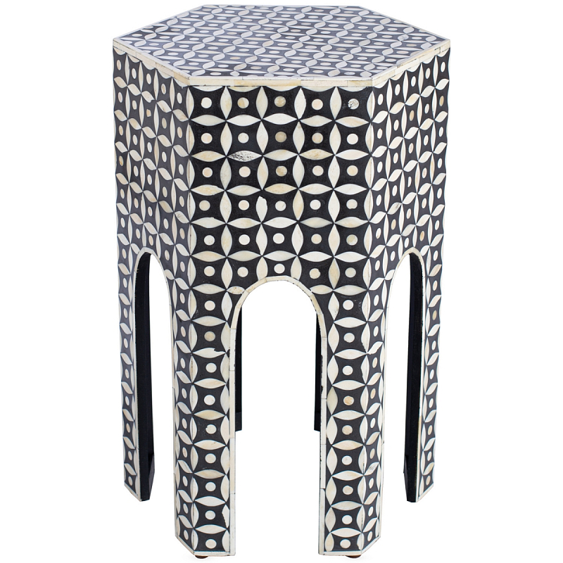 Столик BONE INLAY ARCHES TABLE Черный ivory ( слоновая кость ) Столик BONE INLAY ARCHES TABLE Черный ivory ( слоновая кость ) в Тюмени | Loft Concept