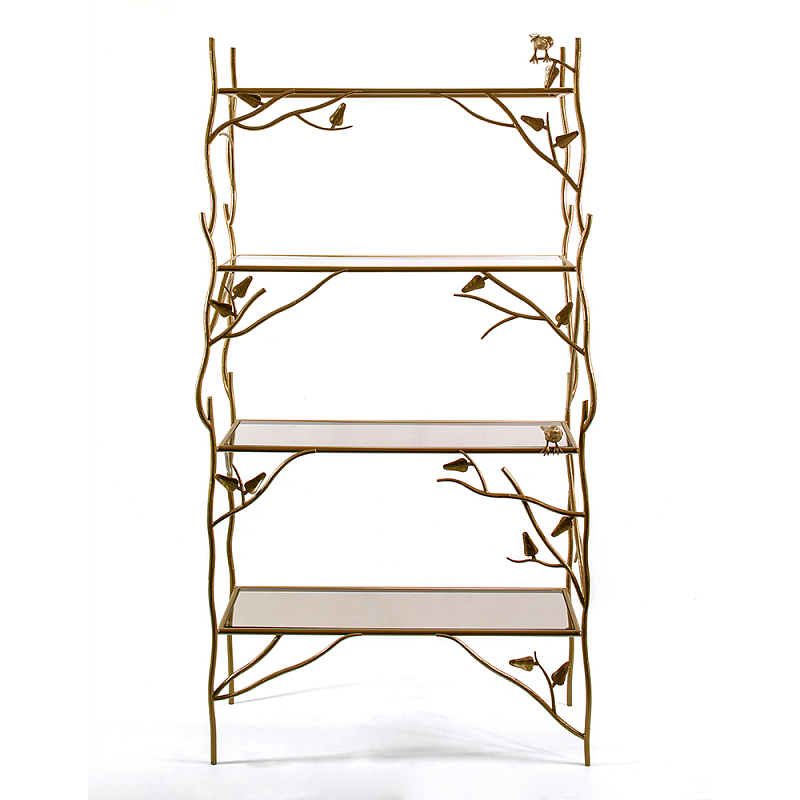 Стеллаж металлический с птичками Primavera Латунь в Тюмени | Loft Concept 