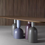 Обеденный стол деревянный с разноцветными фигурными ножками Cop варинант исполнения - 3 | Loft Concept в Тюмени