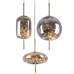 Подвесной светильник с гирляндой внутри 3-х стеклянных плафонов Garland Glass Trio Hanging Lamp варинант исполнения - 2 | Loft Concept в Тюмени